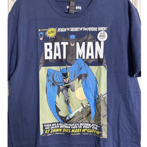 BATMAN Graphic Tee NEW Navy Short Sleeve Cotton Size L - Picture 1 of 6
